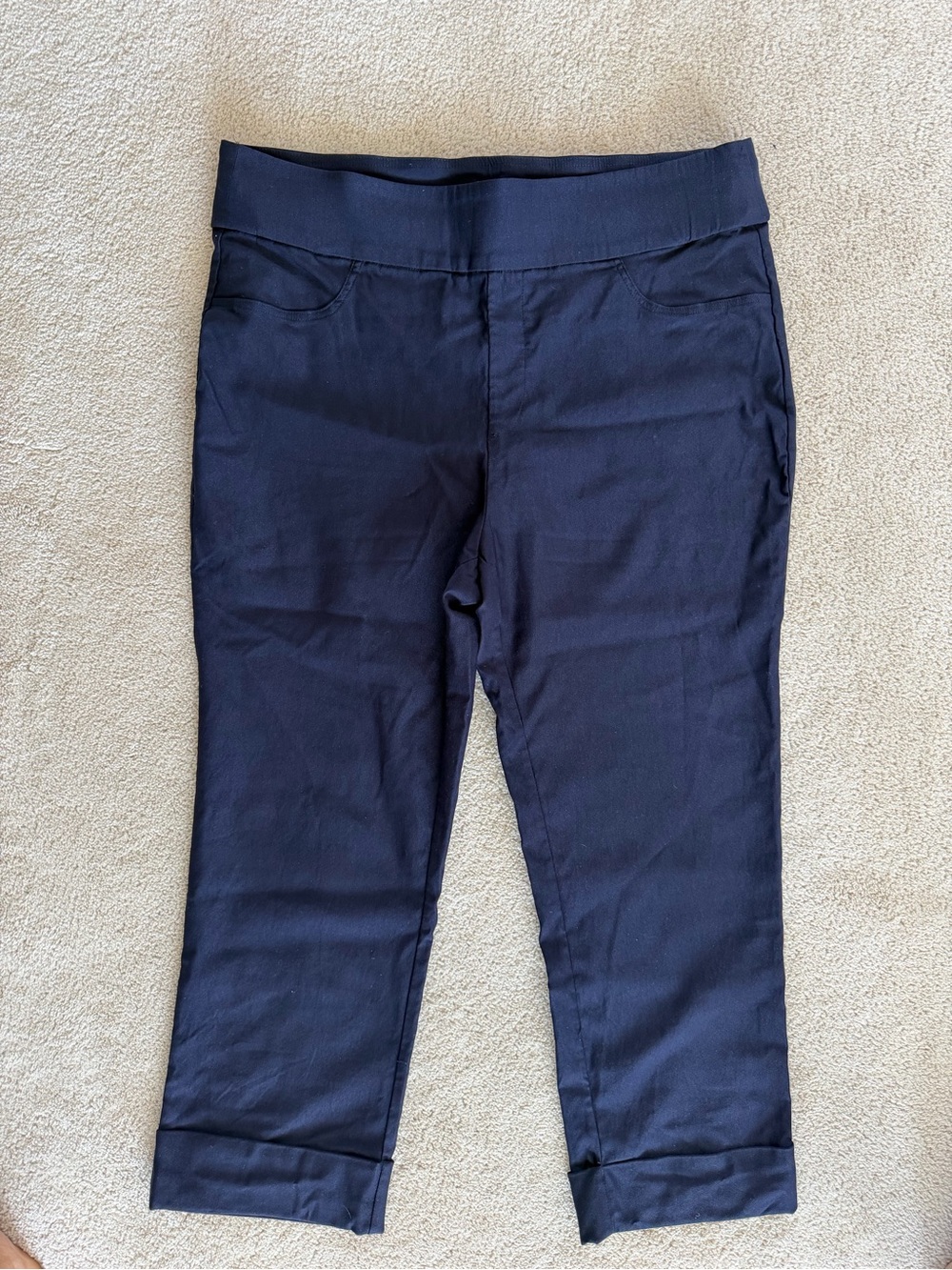 CHARLIE B Navy Elastic Waist Pull-On Pants